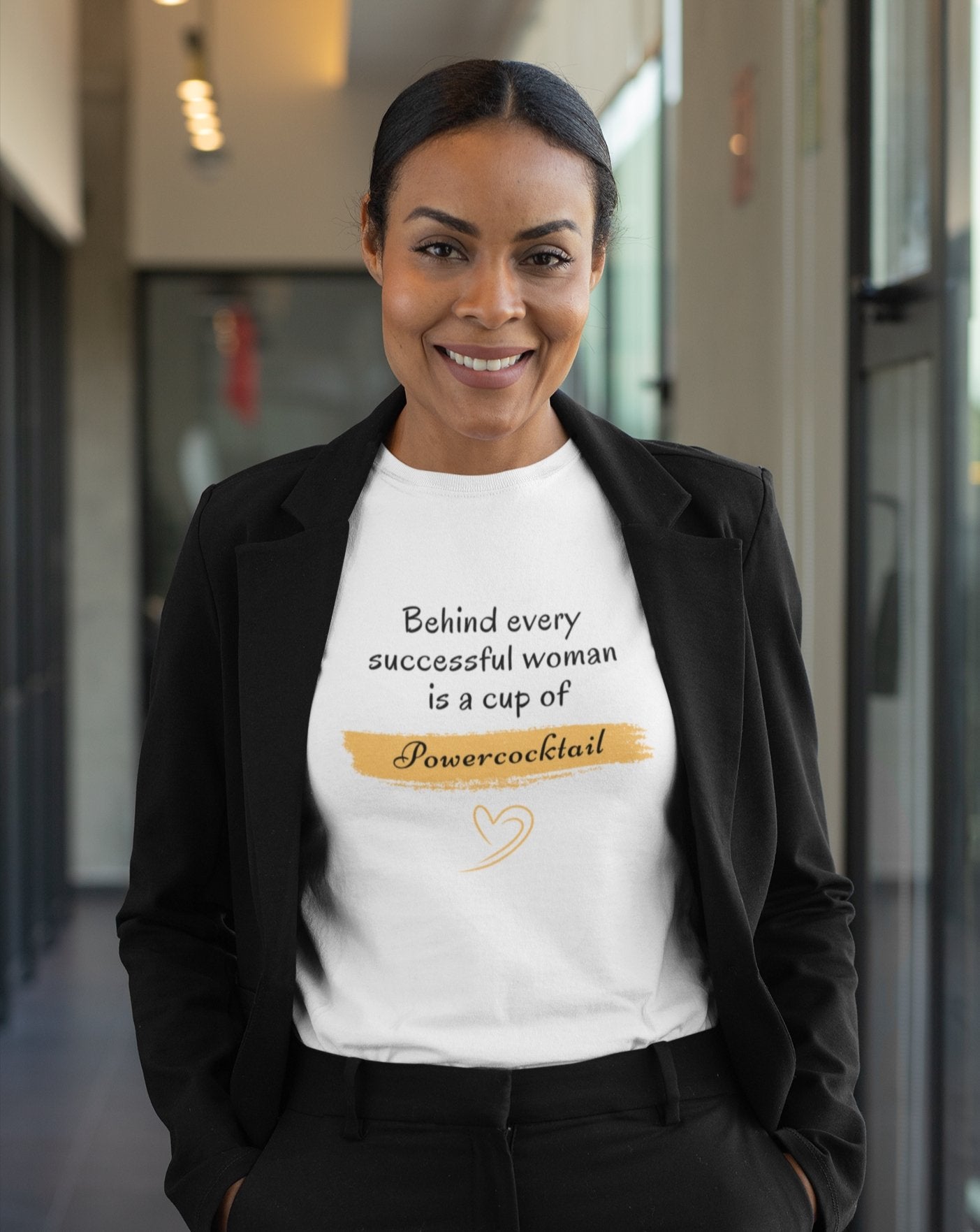 Behind Every Successful Woman Is A Cup Of Powercocktail T-Shirt | Women - Build Bridges Design