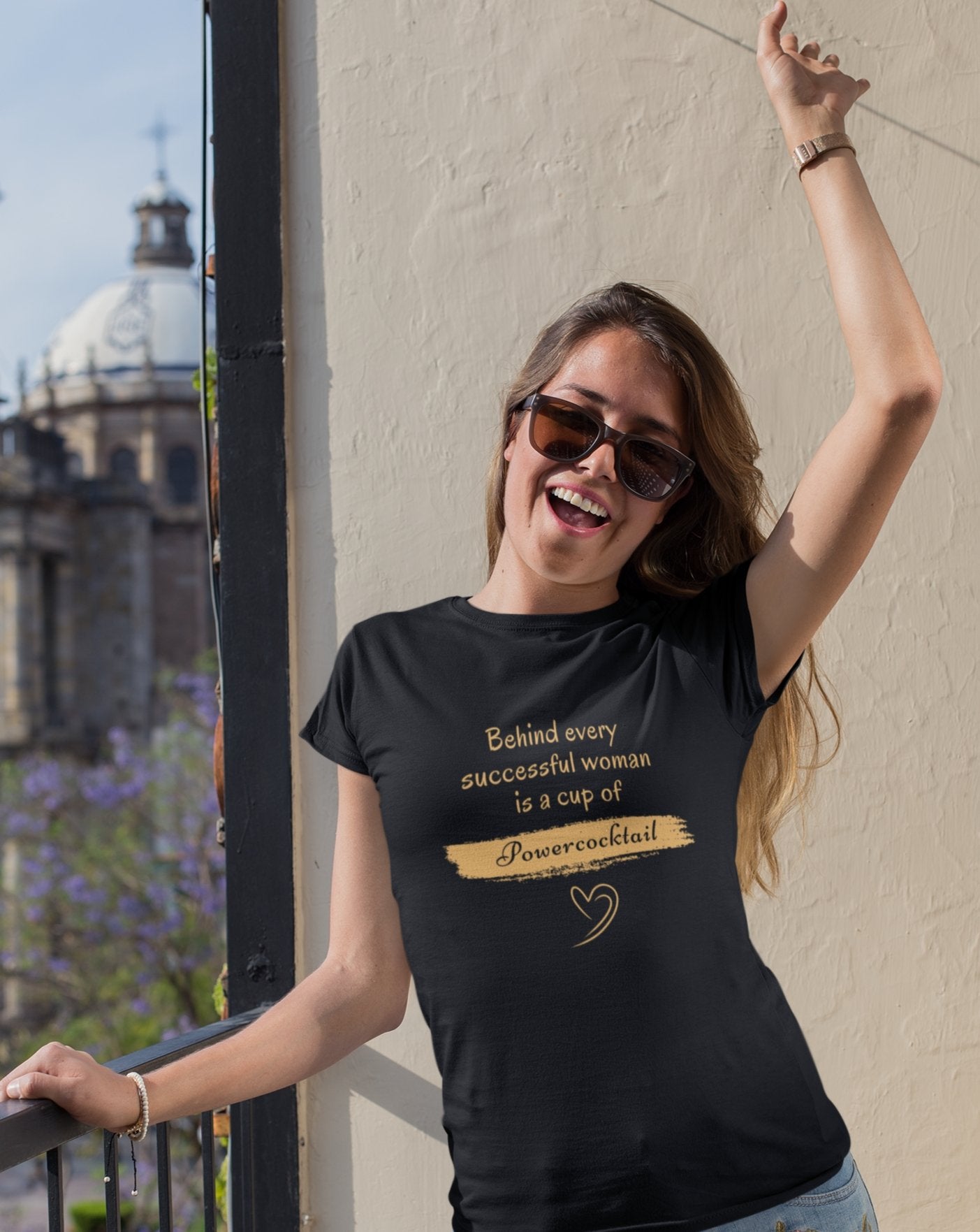 Behind Every Successful Woman Is A Cup Of Powercocktail T-Shirt | Women - Build Bridges Design