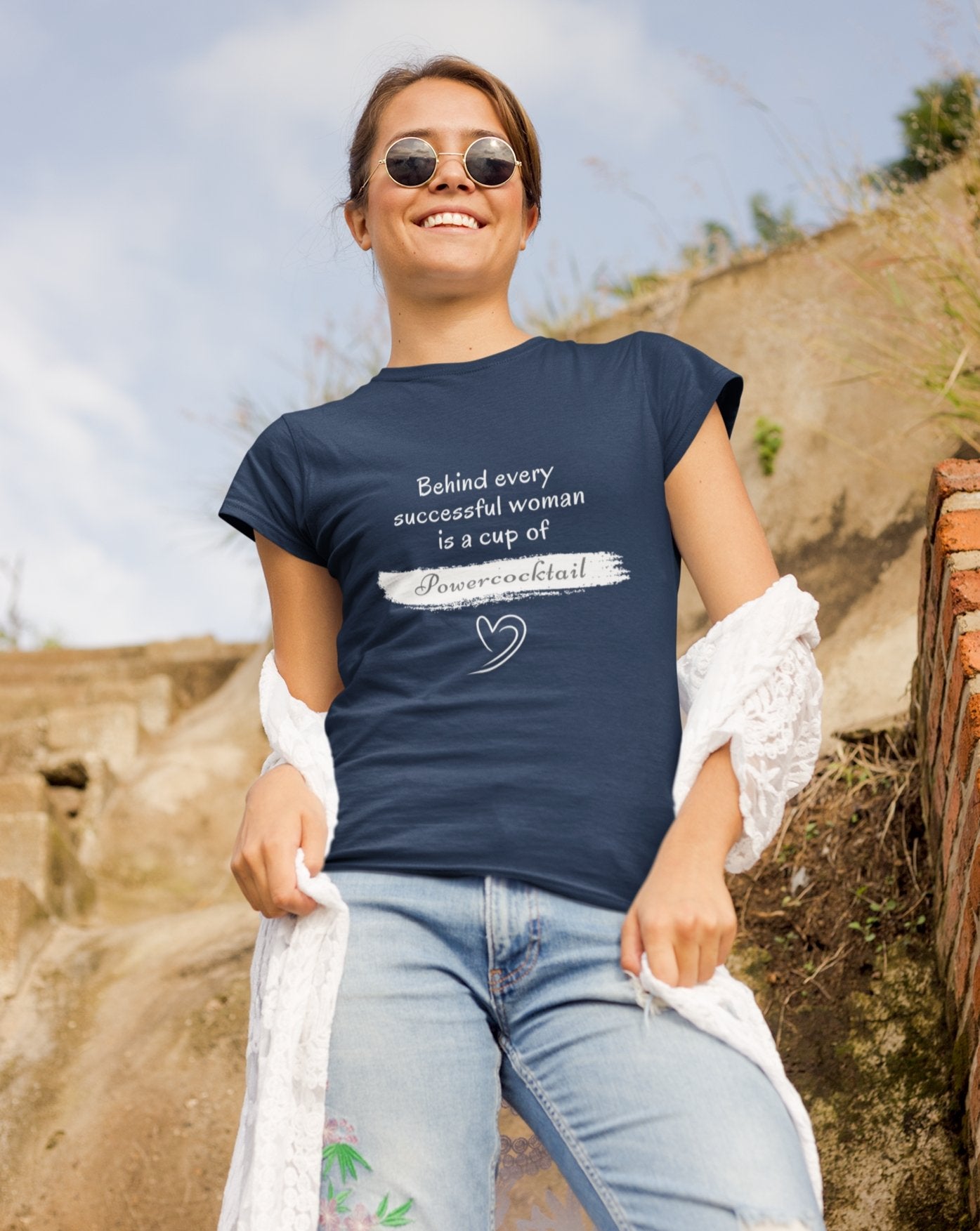 Behind Every Successful Woman Is A Cup Of Powercocktail T-Shirt | Women - Build Bridges Design