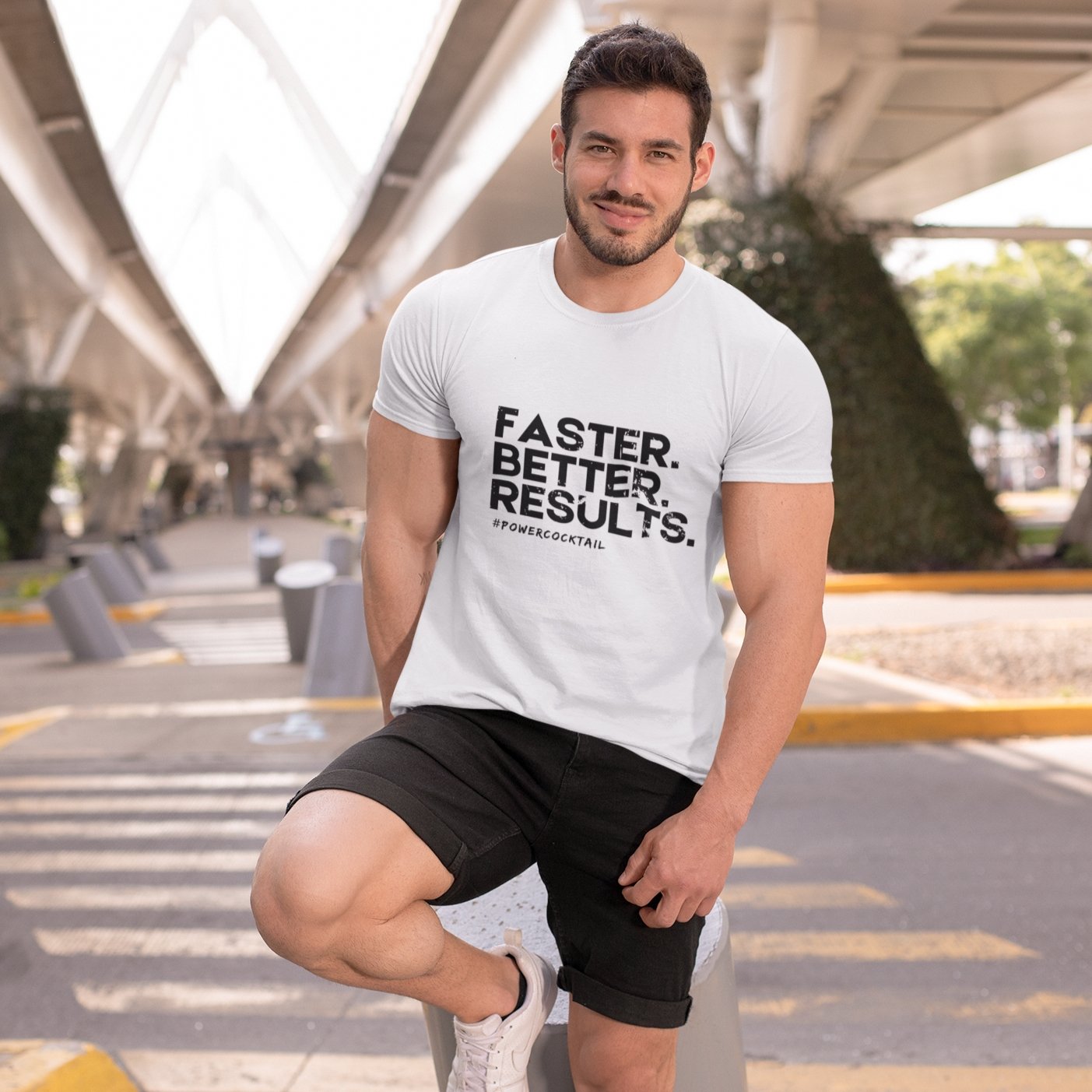 Faster. Better. Results. - Powercocktail T-Shirt | Men - Build Bridges Design